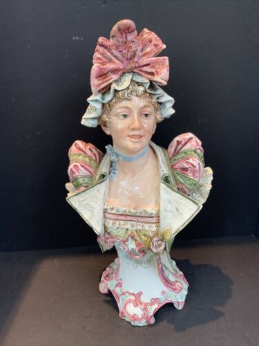 Xl Antique Austrian Female Figure Like Teplitz 18” H X 12” W Pottery Porcelain
