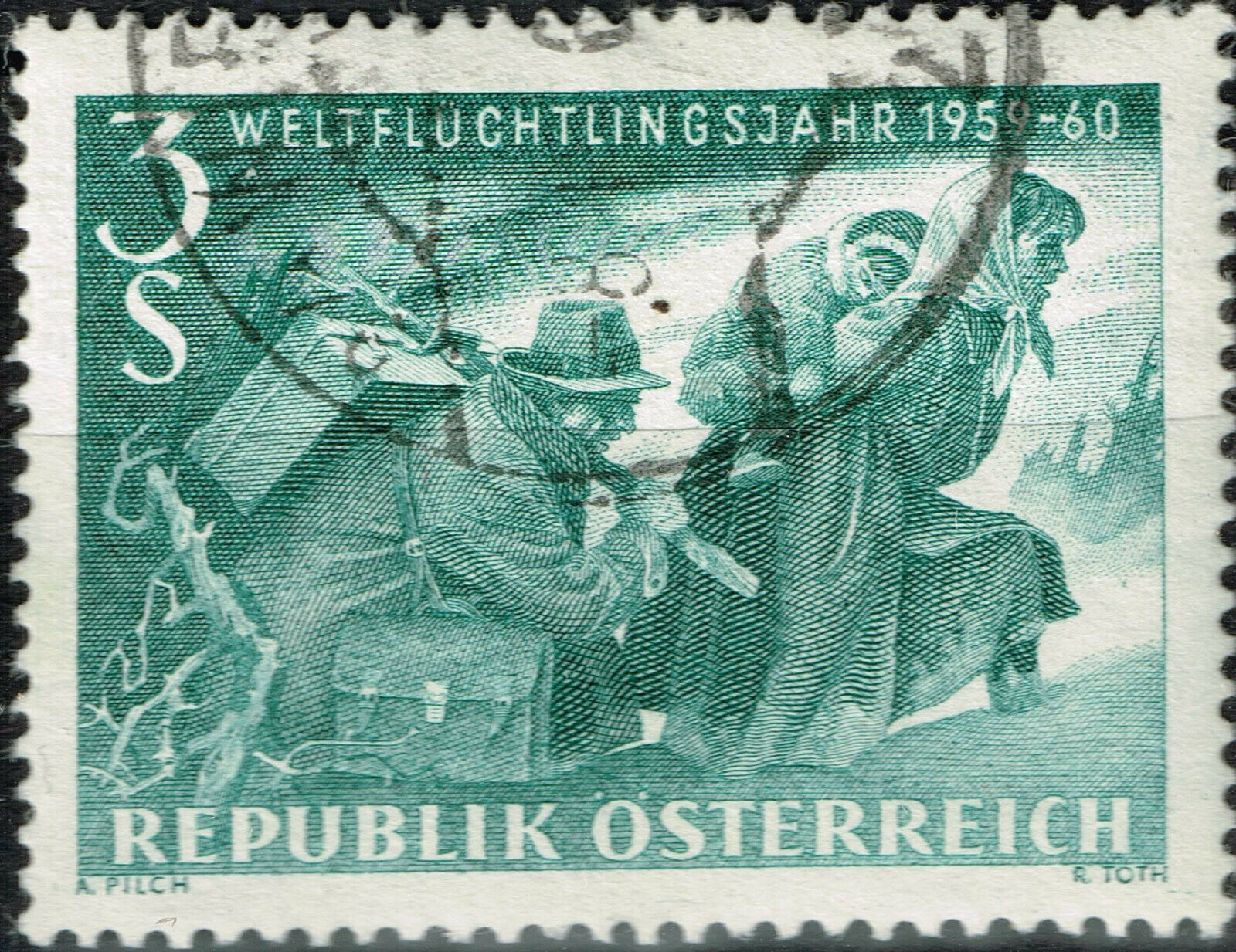 Austria Ww2 Refugee Stamp 1960