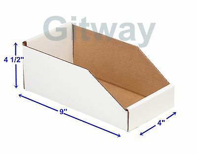 50 - 4" X 9" X 4 1/2" Corrugated Cardboard Open Top Storage Parts Bin Bins Boxes