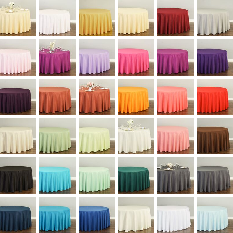 120 In. Round Polyester Tablecloth 33 Colors! (1/10 Pack) Wedding Party Event