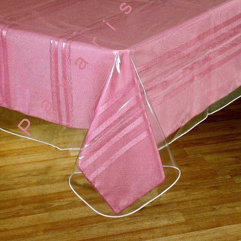 Window Clear Vinyl Tablecloth Protector With Sewn Edges Assorted Sizes Available