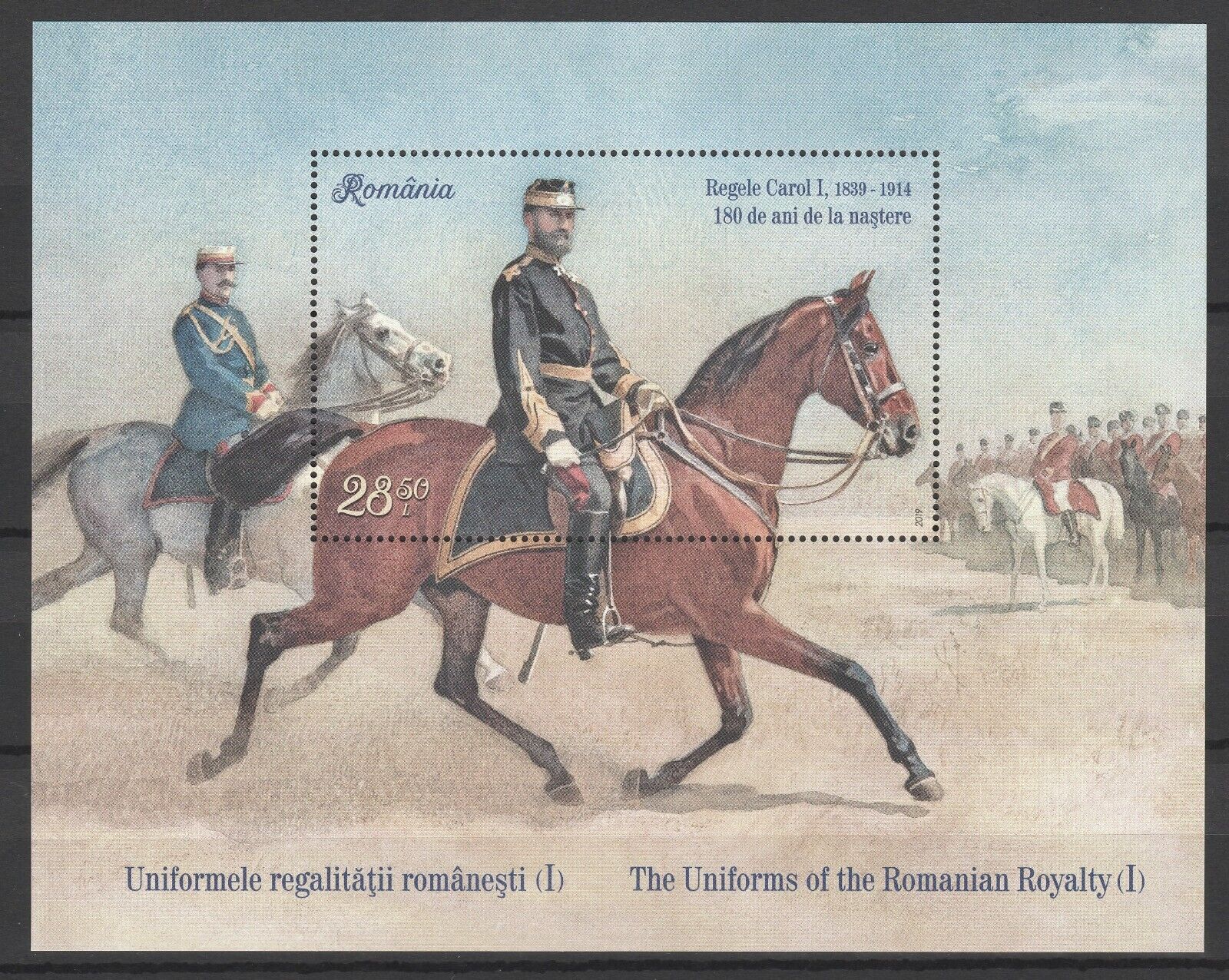 Romania 2019 Military, King Carol I, Horses Mnh Block
