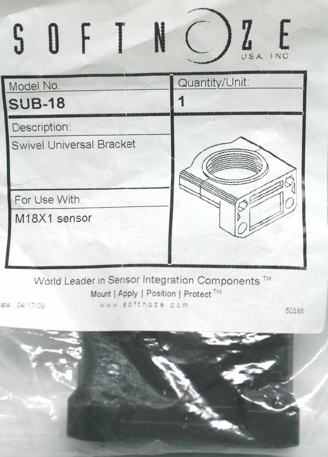 Sub-18 Softnoze Soft Noze Swivel Universal Bracket Use With M18x1 Sensor New