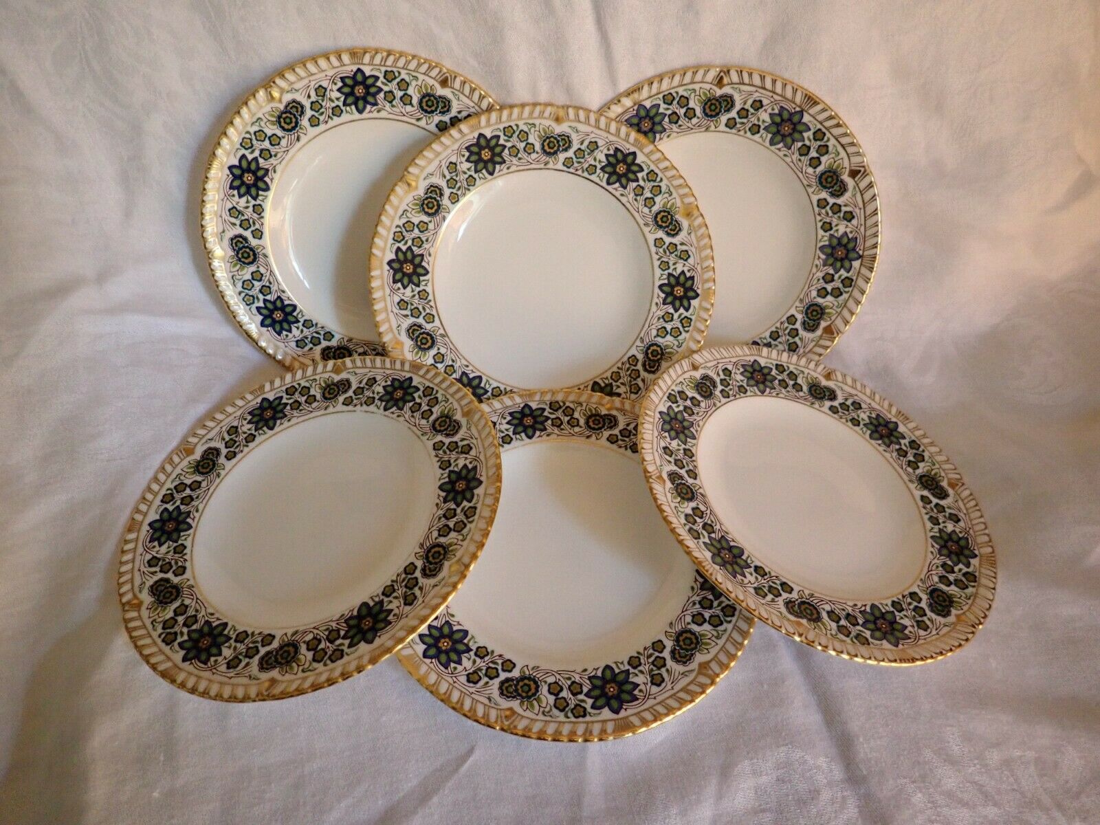 Royal Crown Derby "caliph" Dessert/bread And Butter - 6 Plates