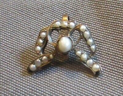 925 Silver Vermeil Antique Bow Watch Pendant Pearl Accents