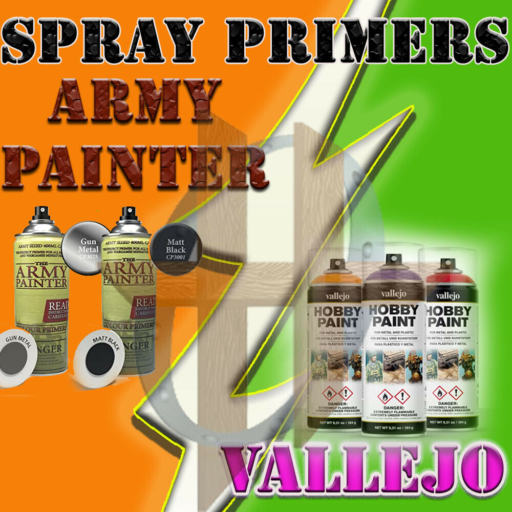 Miniatures Spray On Primers Army Painter & Vallejo Hobby Spray Paint 5% Off 2+