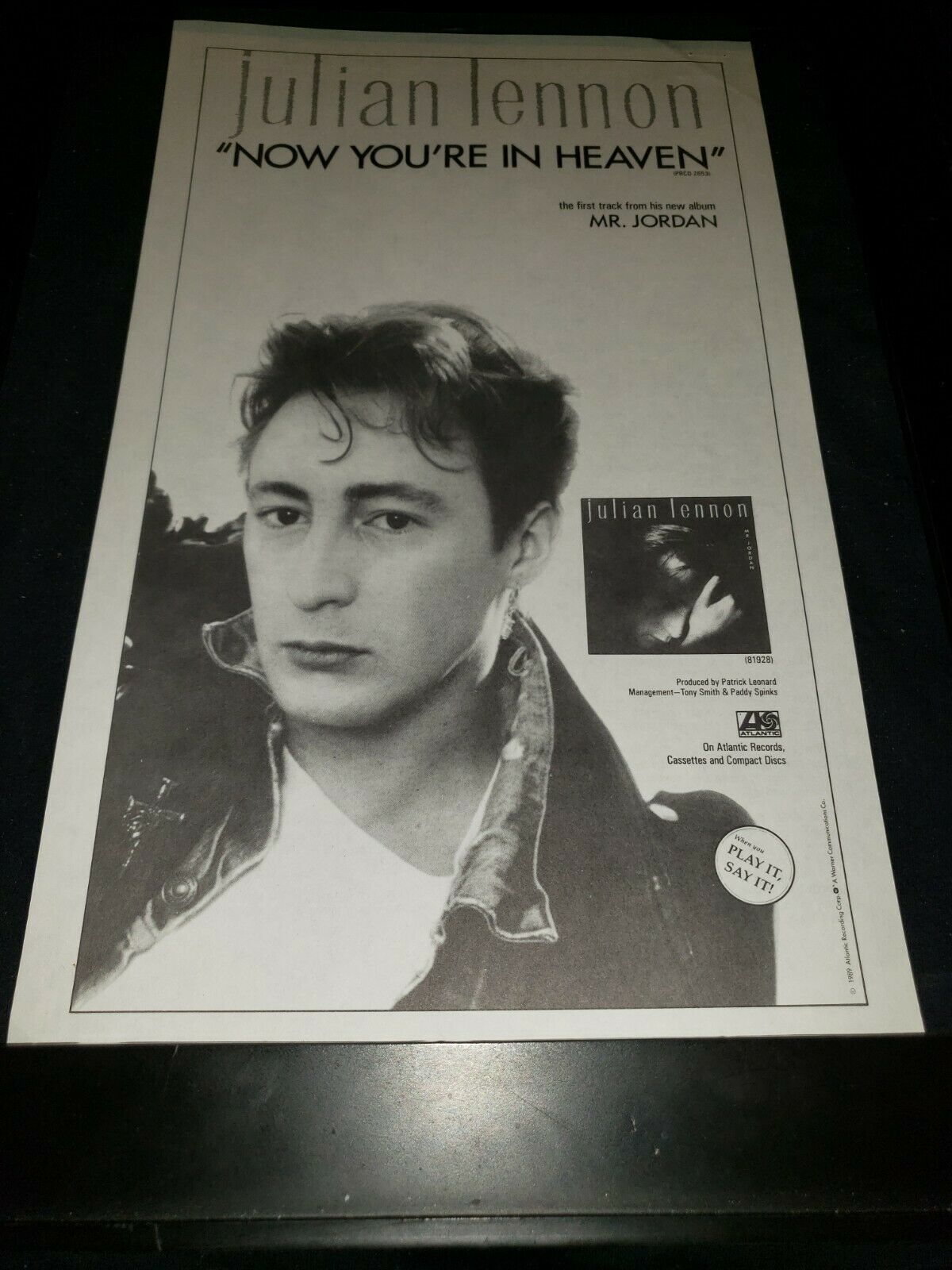 Julian Lennon Now You're In Heaven Rare Original Radio Promo Poster Ad Framed!
