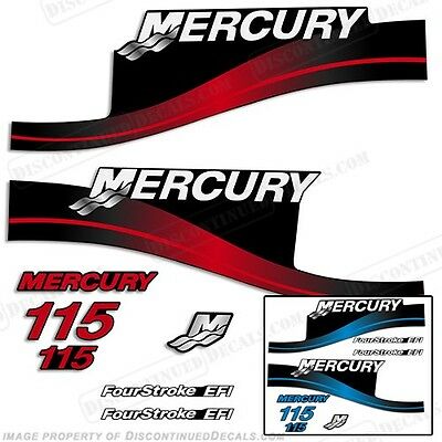 Mercury 115hp Fourstroke Efi Outboard Decal Kit Blue Or Red Available 1999-2004