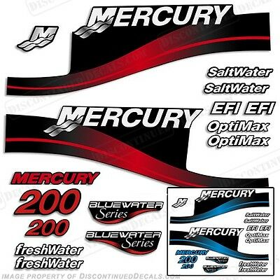 Mercury 200hp Outboard Decal Kit Blue Or Red 200 1999-2004 All Models Available