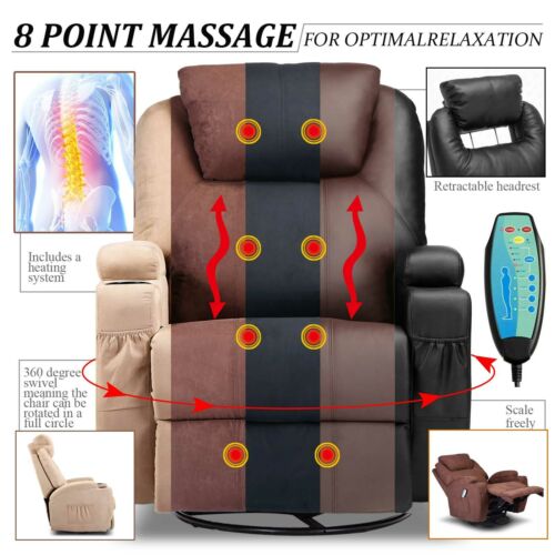 Electric Massage Chair Recliner Retractable Headrest Heated Vibrating Ergonomic