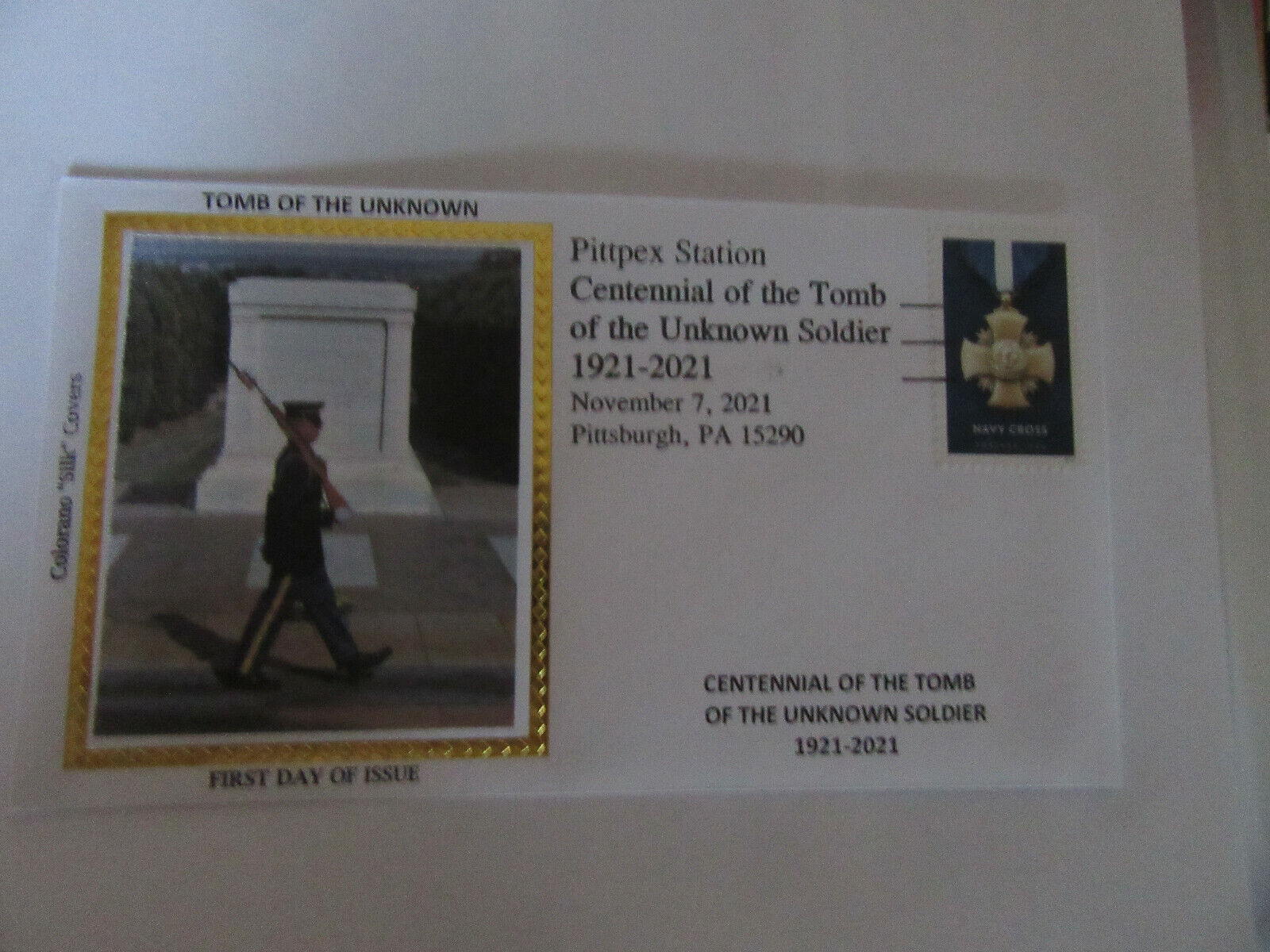 Tomb Of The Unknown Soldier 2021 Centennial Cover-colorano "silk" Cachet Cover