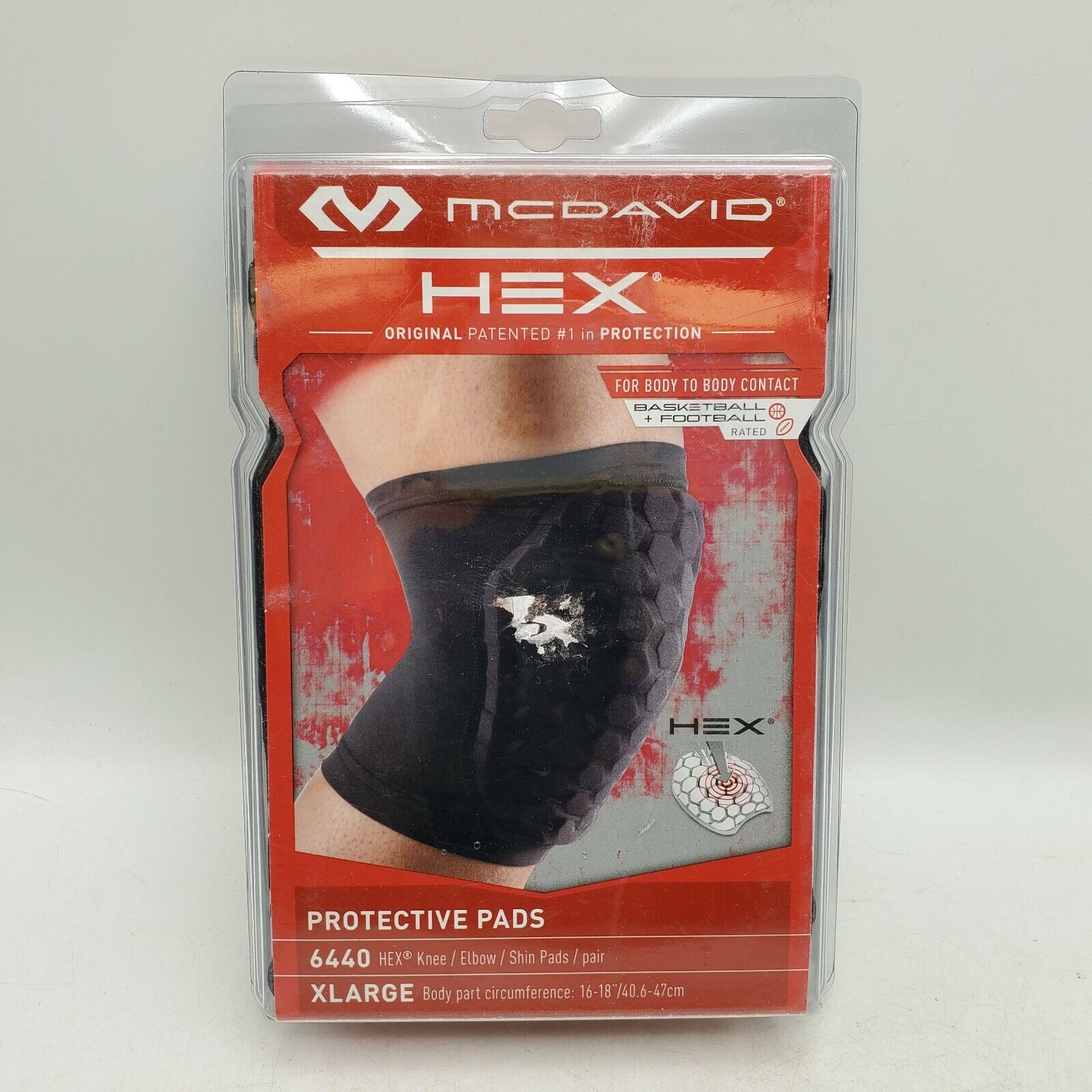 Nos New - Mcdavid Hex 6440 Pair Of Sports Knee/elbow/shin Protective Pads Xlarge