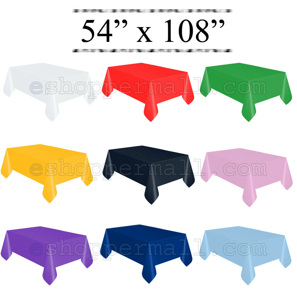 54" X 108" Tablecloth Rectangle Plastic Party Color Table Cover Buy 2 Get 1 Free