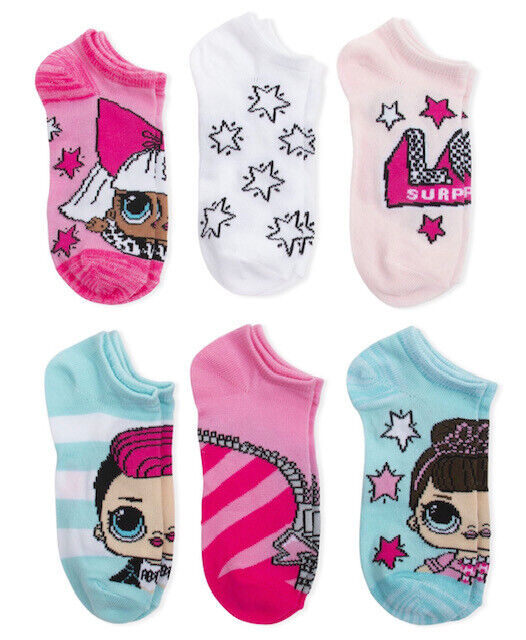 Lol Surprise Doll 6 Pack Girls No Show Socks Size S Youth Queen L.o.l